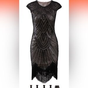 1920’s inspired Black Sequin and Beaded Dress